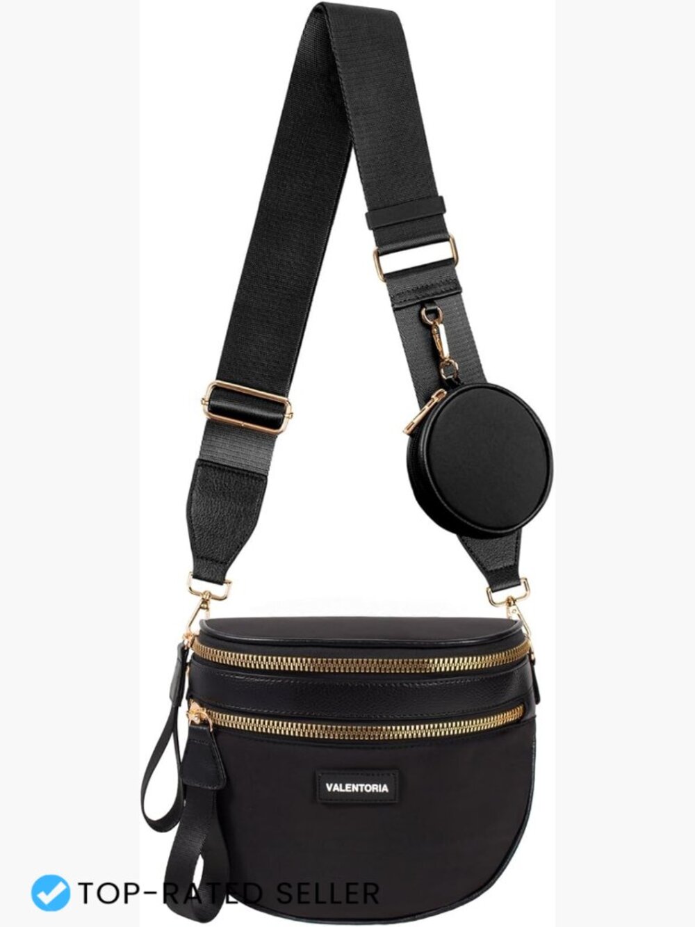Spacious Nylon Crossbody Bag Women Travel Bum Bag Adjustable Wide Strap Coin